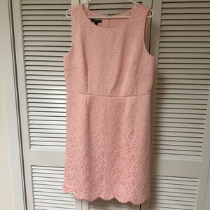 Talbots RSVP Pink Floral Matelasse Scalloped Hem Dress Special Occasion